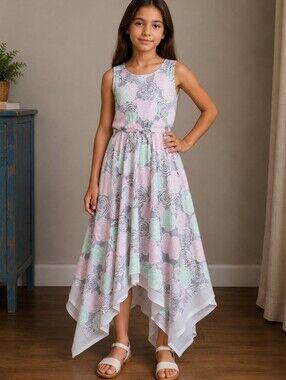 10-12 Pastel Floral Kids Dress